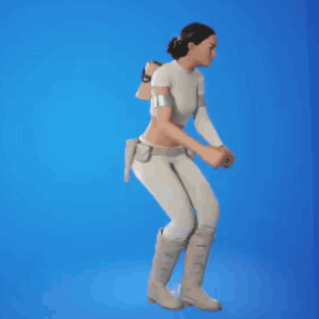 A Woman In White Pants And Boots Is Standing On A Blue Surface . GIF