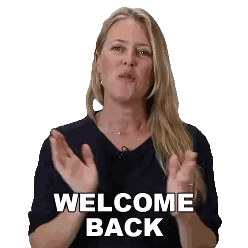 A Woman Is Applauding With The Words Welcome Back Written Below Her Sticker