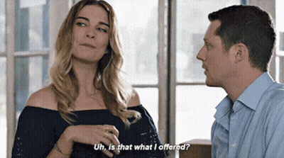 A Woman Is Asking A Man What He Offered GIF