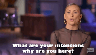 A Woman Is Asking What Are Your Intentions Why Are You Here ? GIF