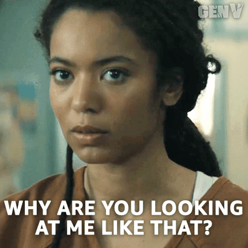 A Woman Is Asking Why Are You Looking At Me Like That ? GIF