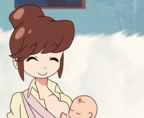 A Woman Is Breastfeeding A Baby In A Sling GIF