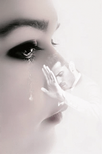 A Woman Is Crying And A Man Is Covering His Face GIF