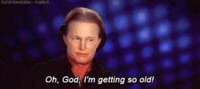 A Woman Is Crying And Saying Oh , God , I 'M Getting So Old . GIF