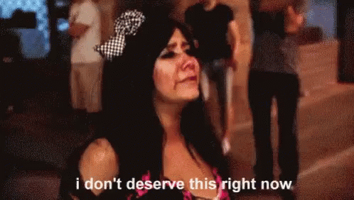 A Woman Is Crying And Says I Don 'T Deserve This Right Now GIF