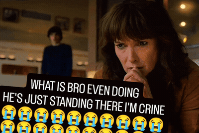 A Woman Is Crying While Holding A Sign That Says What Is Bro Even Doing GIF