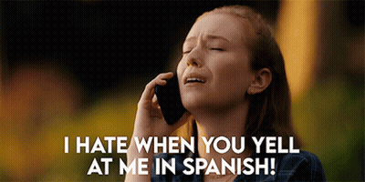 A Woman Is Crying While Talking On A Cell Phone And Saying I Hate When You Yell At Me In Spanish GIF