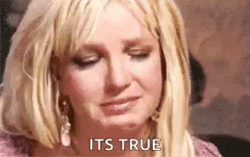 A Woman Is Crying With Her Eyes Closed And The Words `` Its True '' Written Next To Her . GIF