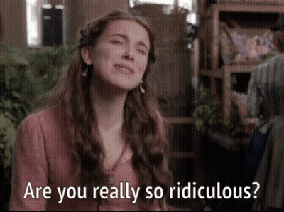 A Woman Is Crying With The Words Are You Really So Ridiculous Above Her GIF