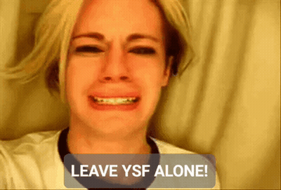 A Woman Is Crying With The Words " Leave Ysf Alone " Next To Her GIF