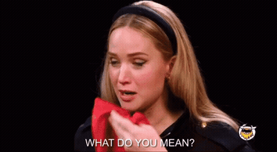 A Woman Is Crying With The Words " What Do You Mean " Above Her GIF