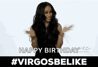A Woman Is Dancing And Says `` Happy Birthday '' . GIF