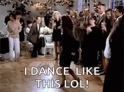 A Woman Is Dancing On A Dance Floor In Front Of A Crowd And Says I Dance Like This Lol . GIF