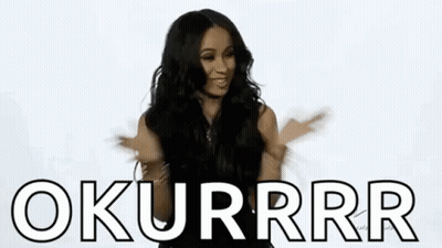 A Woman Is Dancing With Her Arms Outstretched And Sticking Her Tongue Out In Front Of A White Background . GIF