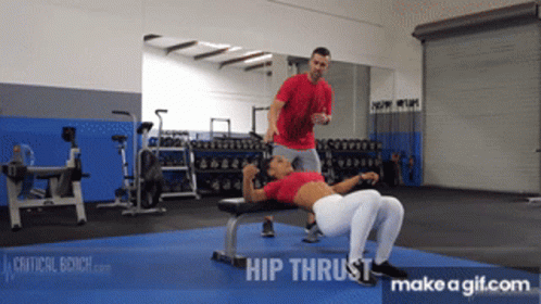 A Woman Is Doing Hip Thrusts On A Bench GIF