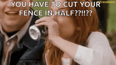 A Woman Is Drinking A Soda From A Can And A Man Is Laughing Behind Her . GIF