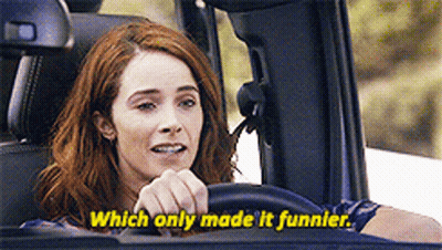 A Woman Is Driving A Car And Says Which Only Made It Funnier . GIF