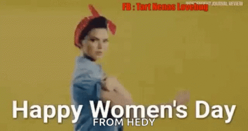 A Woman Is Flexing Her Muscles In A Happy Women 'S Day Poster . GIF