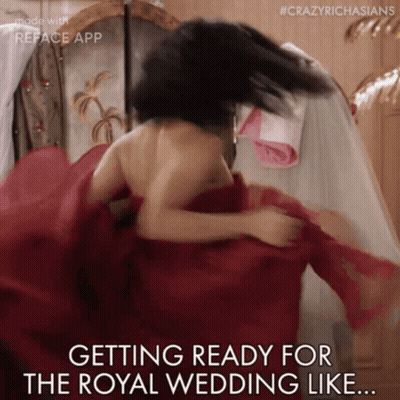 A Woman Is Getting Ready For A Royal Wedding GIF