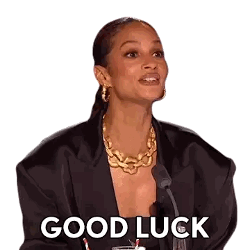 A Woman Is Giving A Speech And Says Good Luck Sticker