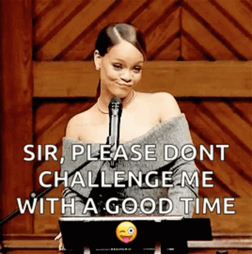 A Woman Is Giving A Speech In Front Of A Microphone And Saying Sir Please Dont Challenge Me With A Good Time GIF
