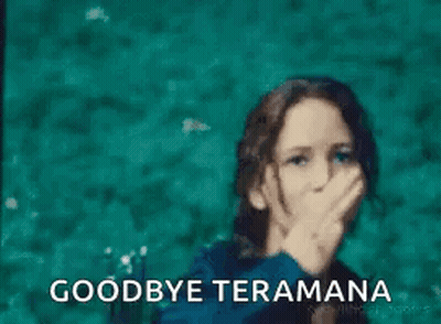 A Woman Is Giving The Middle Finger And Saying `` Goodbye Terama '' . GIF