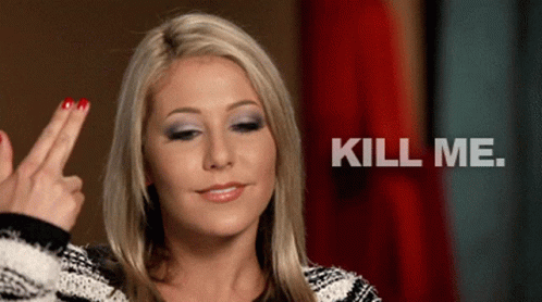 A Woman Is Giving The Middle Finger And The Words Kill Me Are Behind Her GIF
