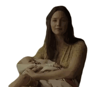 A Woman Is Holding A Baby In Her Arms Sticker