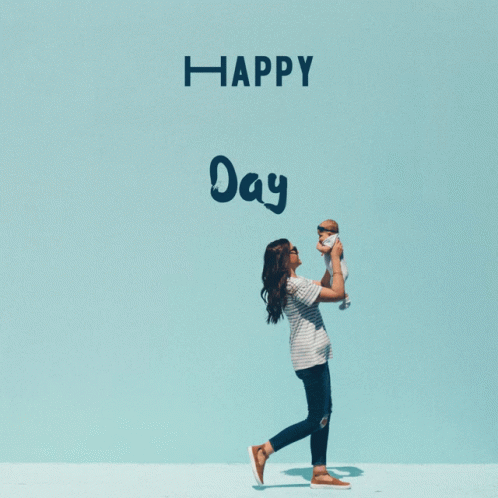 A Woman Is Holding A Baby In Her Arms With The Words Happy Mother 'S Day Above Her GIF