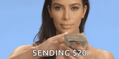 A Woman Is Holding A Bunch Of Money In Her Hands And Sending It . GIF
