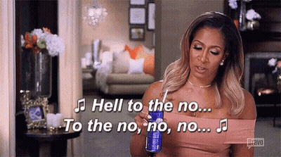 A Woman Is Holding A Can Of Soda And Saying `` Hell To The No ... To The No , No , No . '' GIF