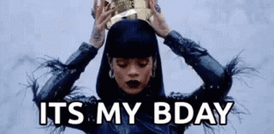 A Woman Is Holding A Crown On Her Head And Saying `` Its My Bday '' . GIF