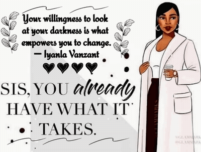 A Woman Is Holding A Cup Of Coffee And A Quote From Lyantal Vanzant GIF