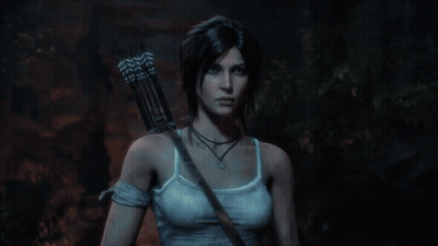 A Woman Is Holding A Gun And A Bow GIF