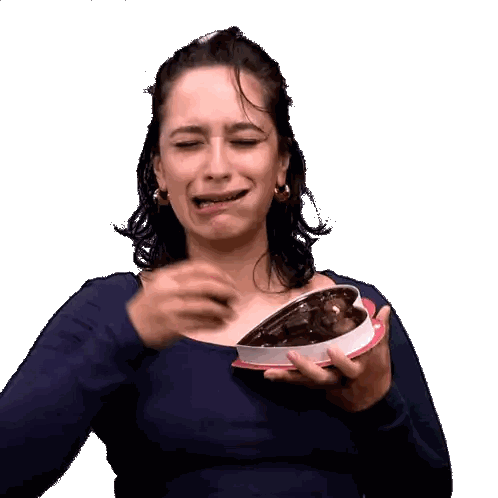 A Woman Is Holding A Heart Shaped Box Of Chocolates Sticker