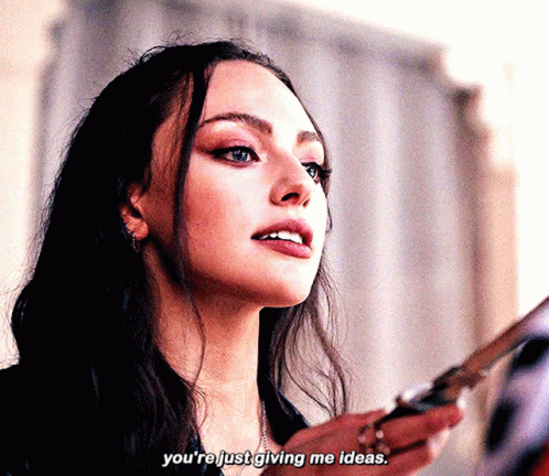 A Woman Is Holding A Knife And Says You 'Re Just Giving Me Ideas GIF