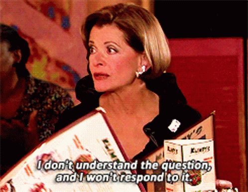 A Woman Is Holding A Menu And Saying I Don 'T Understand The Question And I Won 'T Respond To It GIF