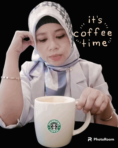A Woman Is Holding A Starbucks Coffee Cup GIF