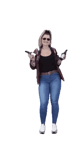 A Woman Is Holding Two Bottles Of Beer In Her Hands And Smiling Sticker
