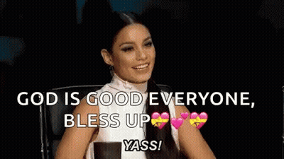 A Woman Is Laughing And Saying God Is Good Everyone Bless Up Yass . GIF