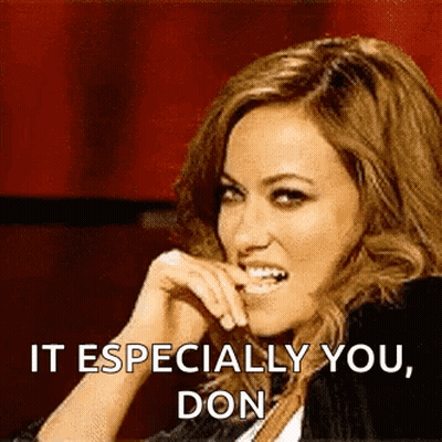 A Woman Is Laughing And Saying `` It Especially You , Don '' GIF