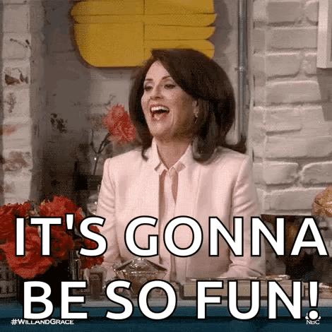 A Woman Is Laughing And Saying It 'S Gonna Be So Fun ! GIF