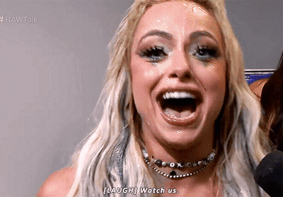 A Woman Is Laughing With Her Mouth Open And The Words Laugh Watch Us On The Bottom GIF