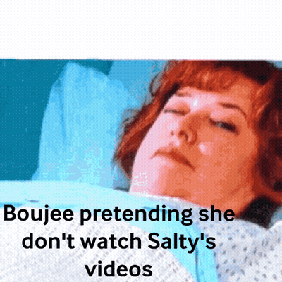 A Woman Is Laying In A Hospital Bed With The Caption Boujee Pretending She Does N't Watch Salty GIF