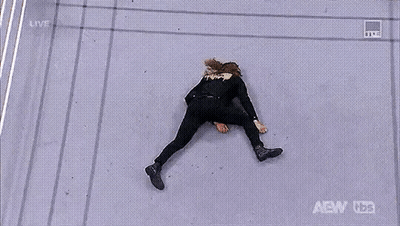 a woman is laying on the floor in a wrestling ring .