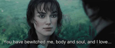 A Woman Is Looking At A Man With The Words " You Have Bewitched Me Body And Soul And I Love " Below Her GIF