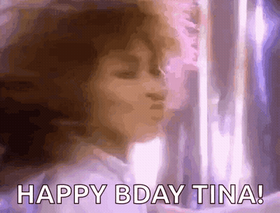 A Woman Is Looking Out A Window And Says Happy Bday Tina . GIF