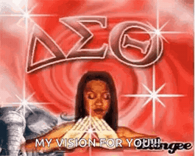 A Woman Is Making A Delta Sigma Symbol With Her Hands . GIF