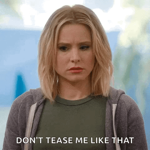 A Woman Is Making A Funny Face And Saying `` Don 'T Tease Me Like That '' GIF