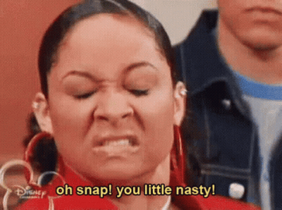A Woman Is Making A Funny Face And Saying Oh Snap ! You Little Nasty ! GIF